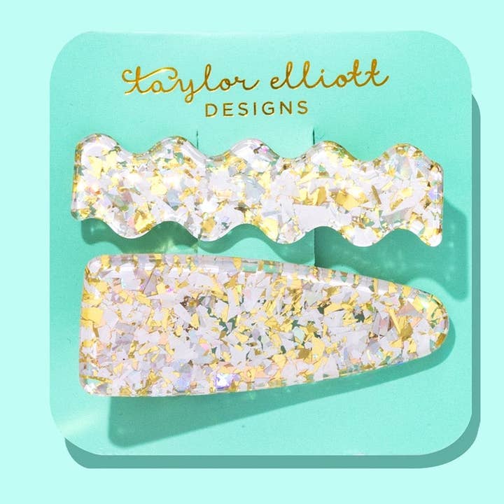 *ON SALE* Claw Hair Clip Set - Med - Pearl Confetti - 2 Pcs for wholesale by Taylor Elliott Designs