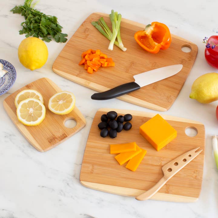 Totally Bamboo - Wholesale Cutting Board - 3-Piece Bamboo Cutting Board Set with Two-Tone Design