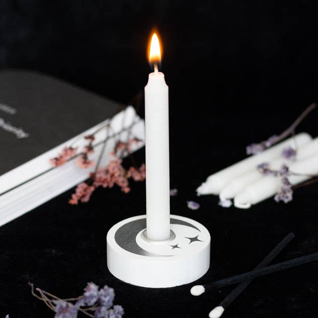 Something Different Wholesale - Wholesale Candle Holder - White Mystical Moon Spell Candle Holder3