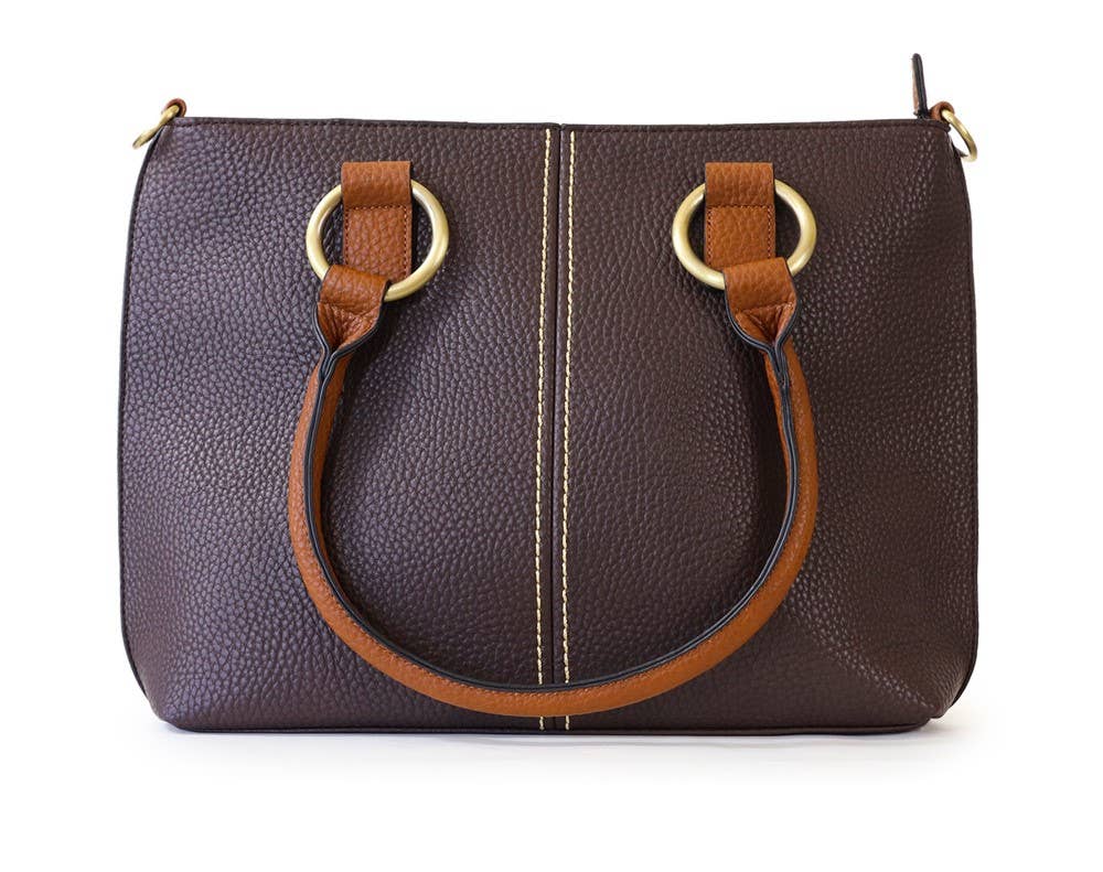 22 Tote - Wholesale Tote Bag - Women's - Pebbled Vegan Leather Triple-Compartment Shoulder Tote Bag8