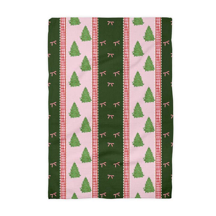 Christmas Pink Towel Tree Preppy Bow Holiday Home Decor 2025 for wholesale by Canary Road