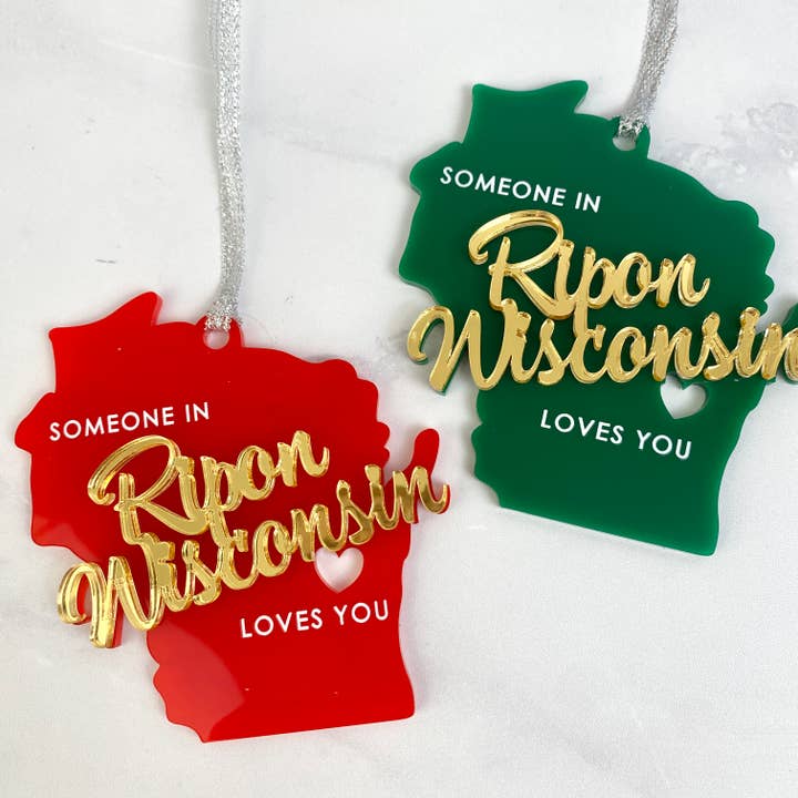 Wisconsin Custom 3D Layered Acrylic Ornament for wholesale by Atomic Kraftworks