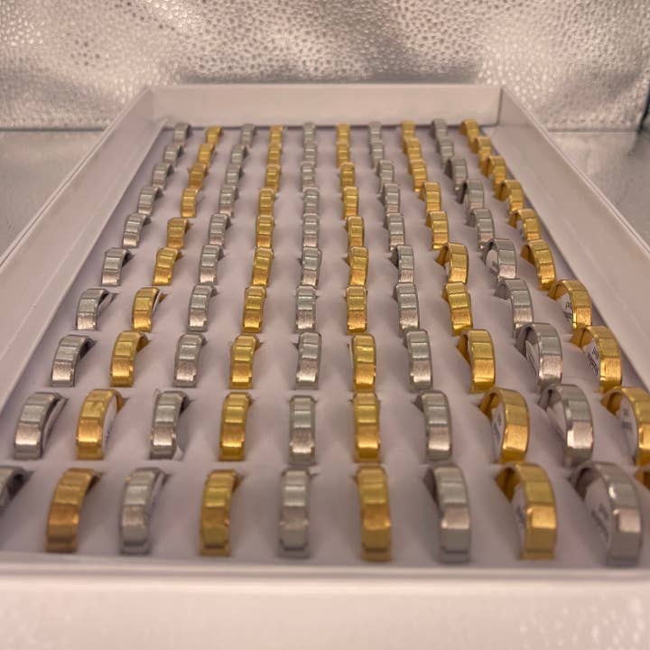 Loli - Wholesale Band/Stacked Ring - Men’s 100pc Steel Rings | Gold & Silver Classic Bands1