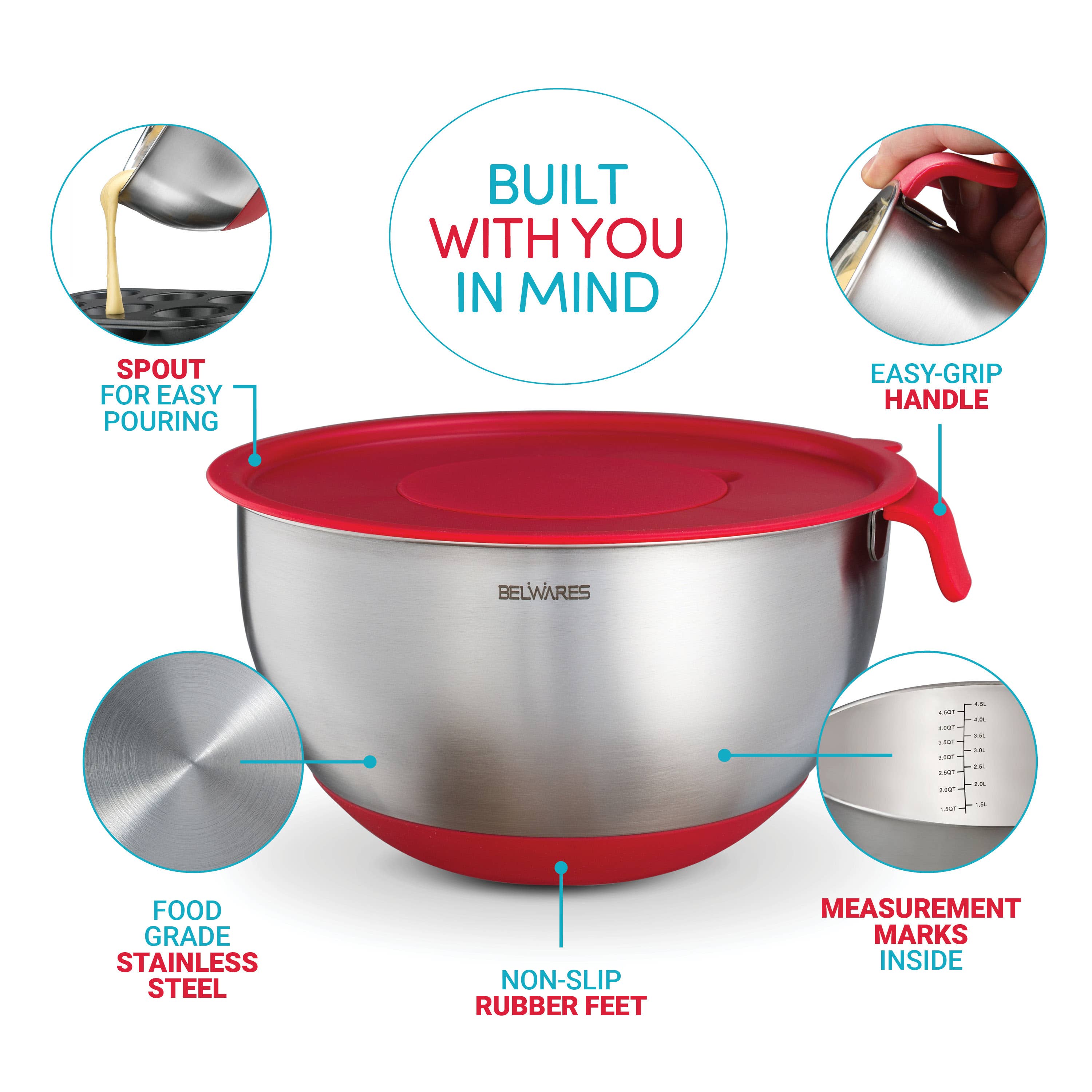 Bambusi - Wholesale Mixing Bowl - Stainless Steel Mixing Bowls Set of 37