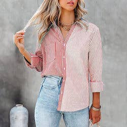 Queenie Striped Shirt for wholesale by Revella The Label