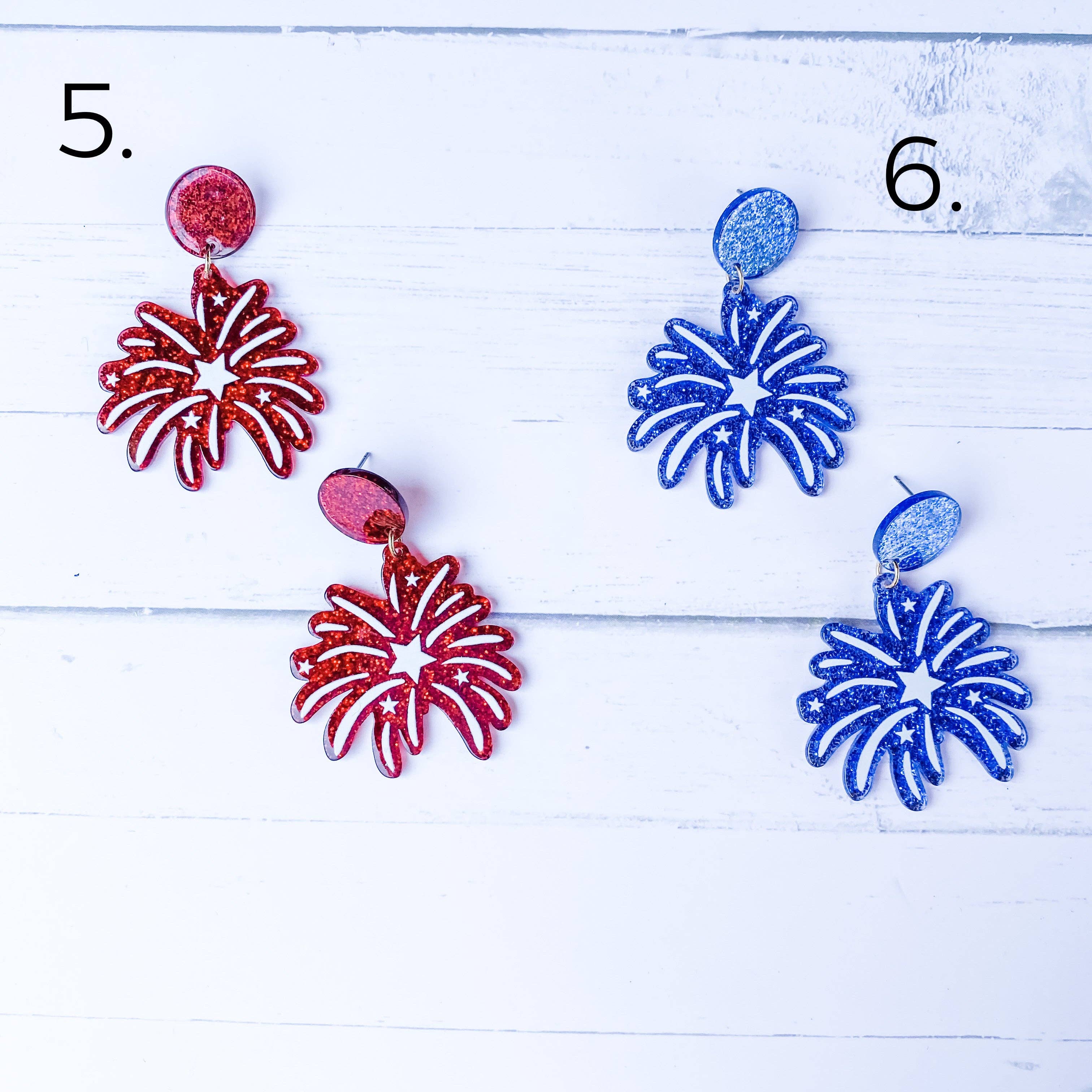 Natalie Fox Studio - Wholesale Dangle Earrings - Red, White and Celebrate Fourth of July Earrings3