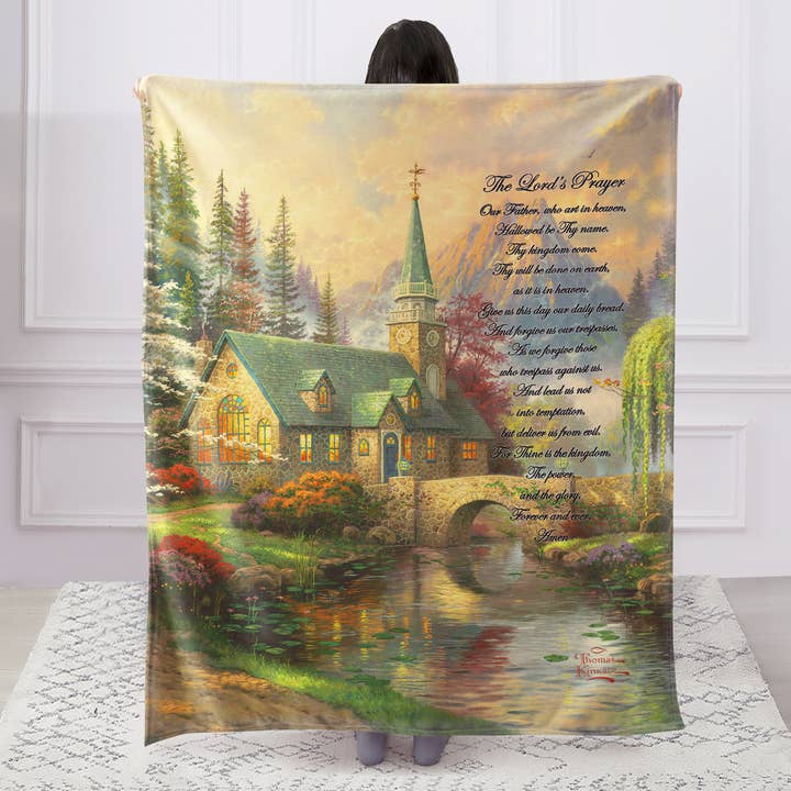 "The Lord's Prayer" 1-Ply Faux Fur Everyday Designer Blanket for wholesale by Duke Imports