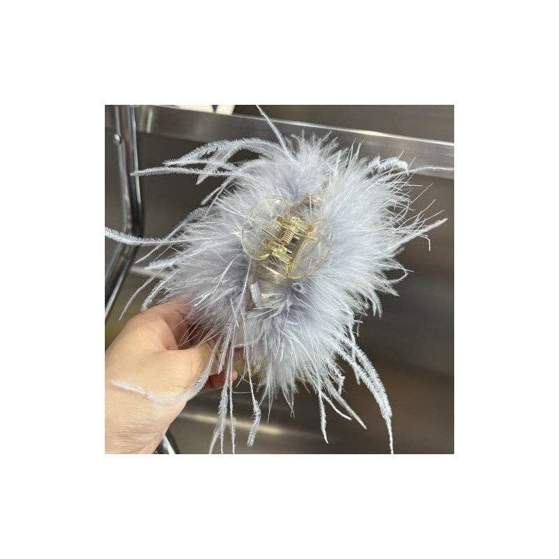 FurDecoration - Wholesale Hair Clip - Women's - Luxurious Genuine Ostrich Feather Large Hair Claw Clip3