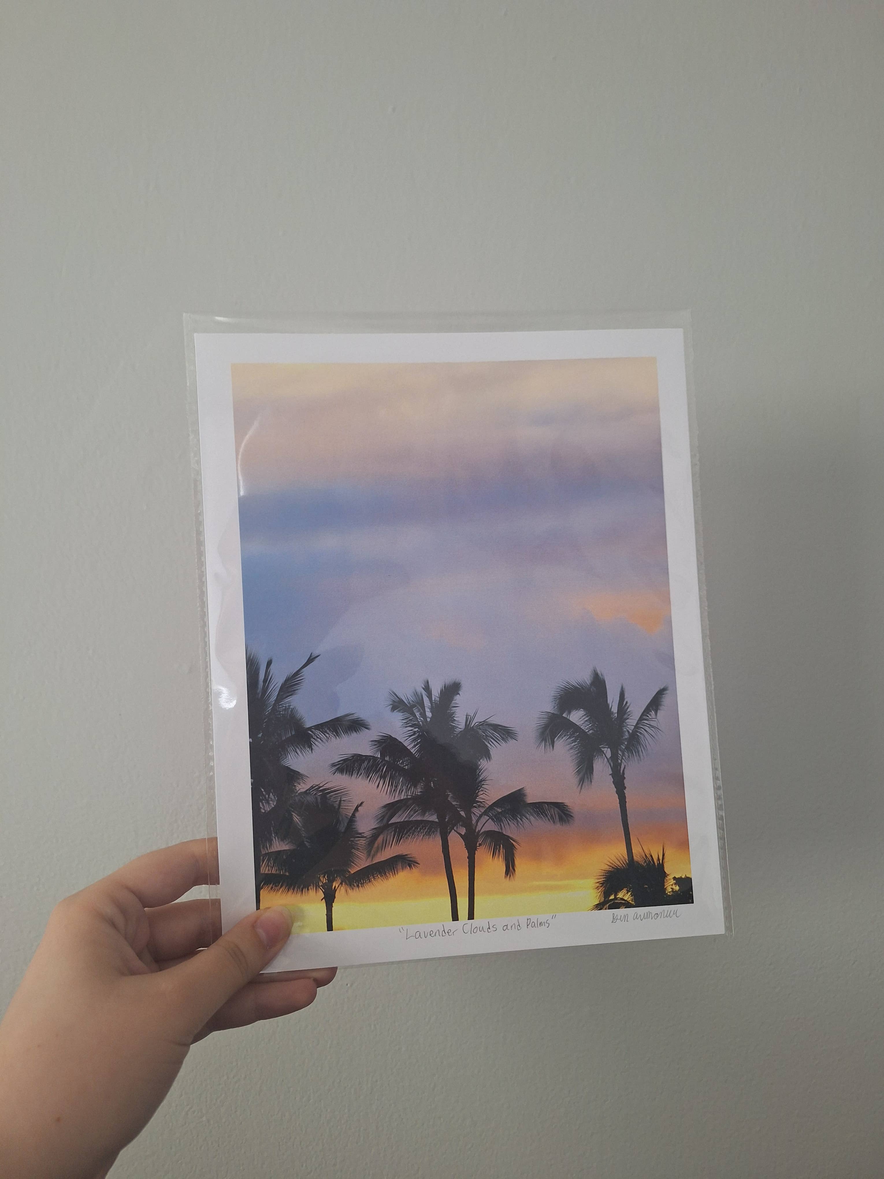 Gen Aumonier Art - Wholesale Art Print - Lavender Clouds & Palms 8"x10" Signed Photography Art Print1