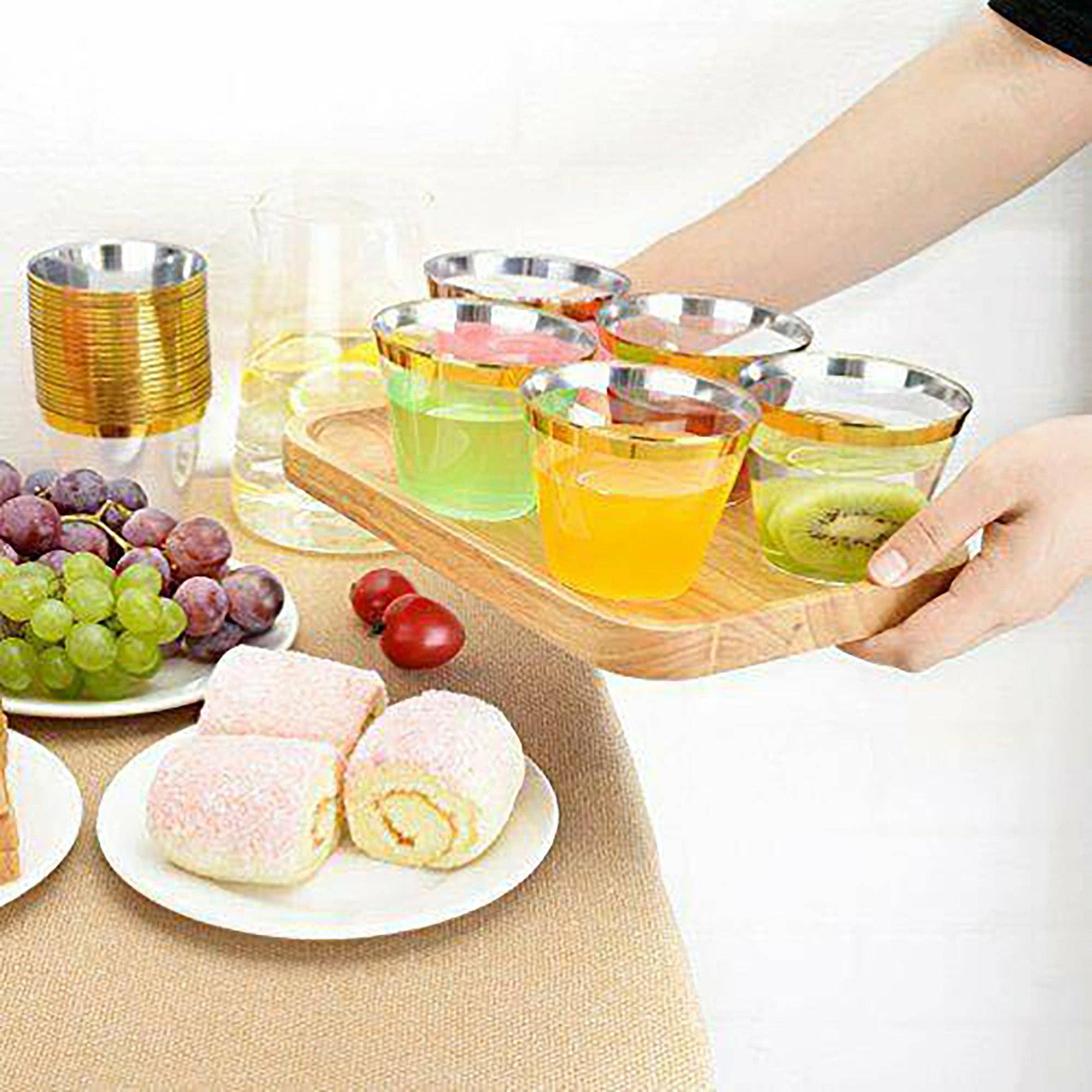 Smarty had a Party - Wholesale Disposable Cup - 9 oz. Clear with Metallic Gold Rim Plastic Cups - 240 pcs7