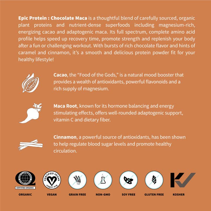 Sprout Living - Wholesale Protein/Superfood Powder - Epic Protein | Organic Plant Protein, Chocolate Maca, 1 LB3