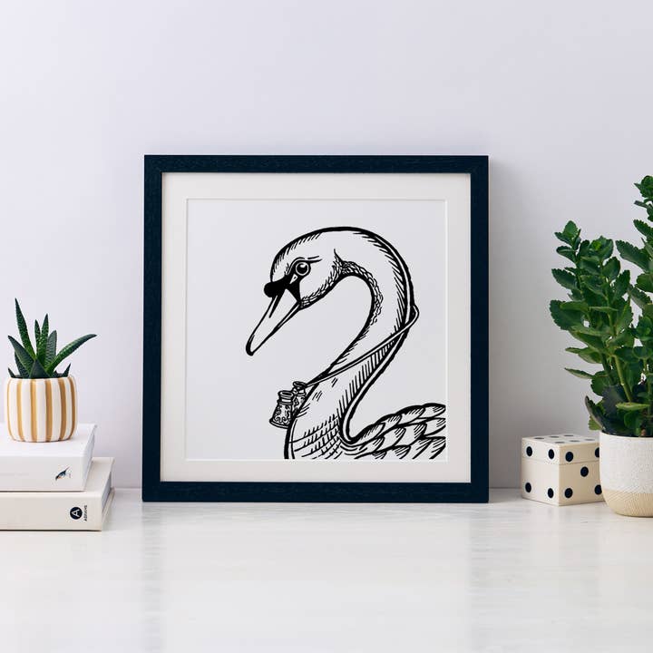 Agnes Swan Mini Art Print for wholesale by Wild Things