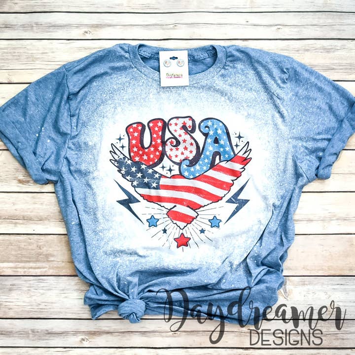 USA Retro Bleached Tee for wholesale by Daydreamer Designs