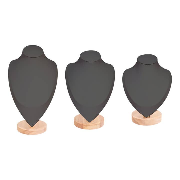 WJW - Wholesale Jewelry Stand & Display - Natural Wood & Leather Necklace Display