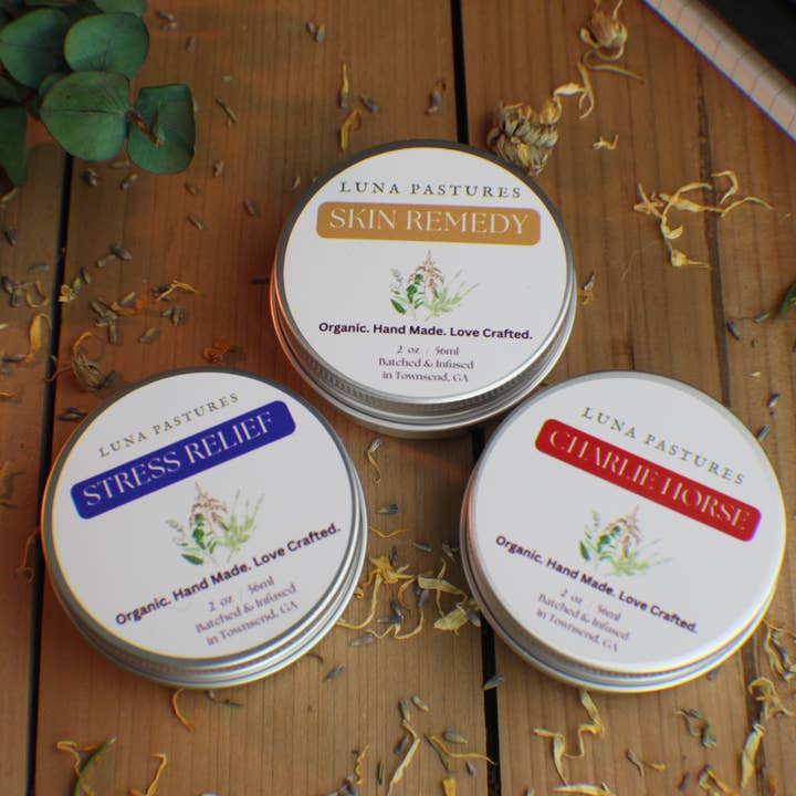 Luna Pastures – Salva/bálsamo/creme para sarar por atacado – Pomada para Músculos Doloridos Charlie Horse1