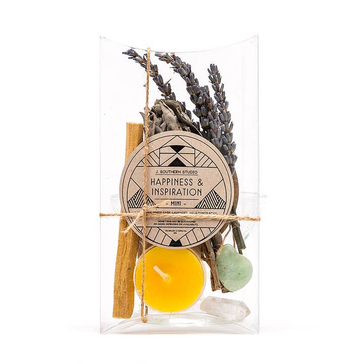 Coffret cadeau Mini Happiness & Inspiration Ritual Kit avec cristaux pour la vente par J. Southern Studio