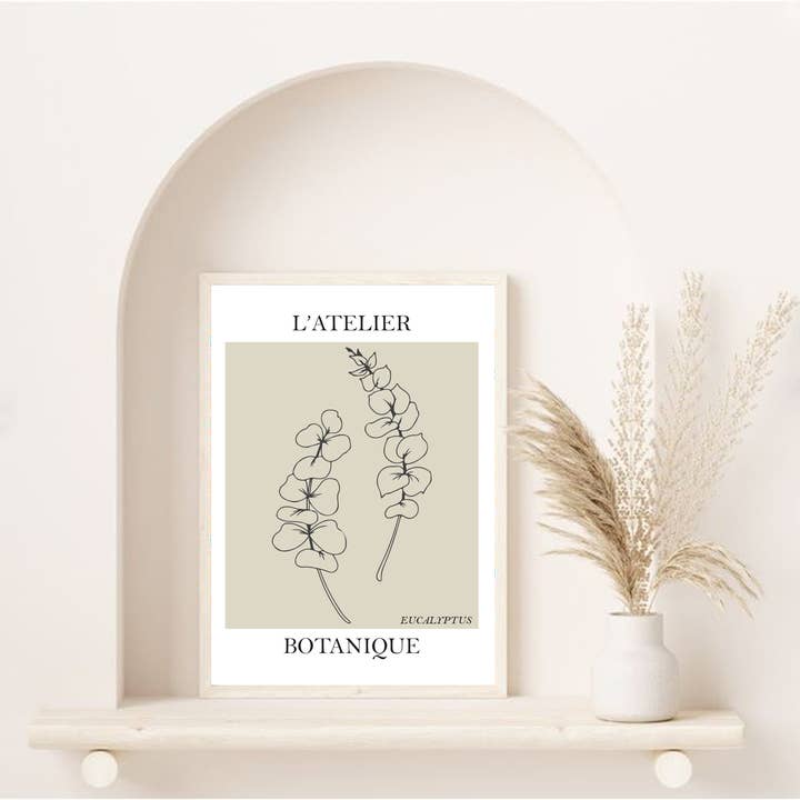 Minimalistisk Eucalyptus Linje Art Print for engroshandel hos Lumina