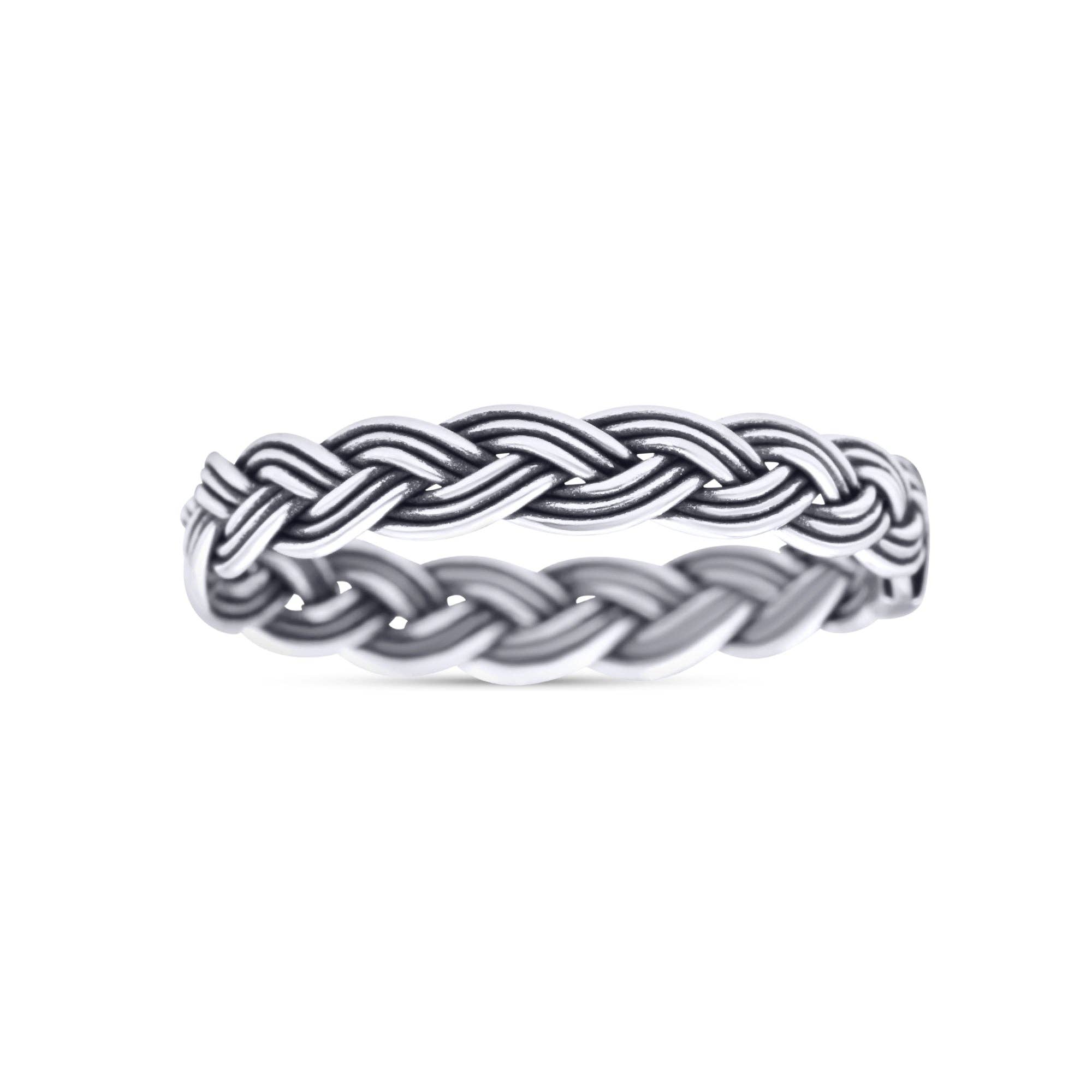 Rope Braided Ring Oxidized Band Solid 925 Sterling Silver Thumb Ring (3mm) for wholesale on Faire2