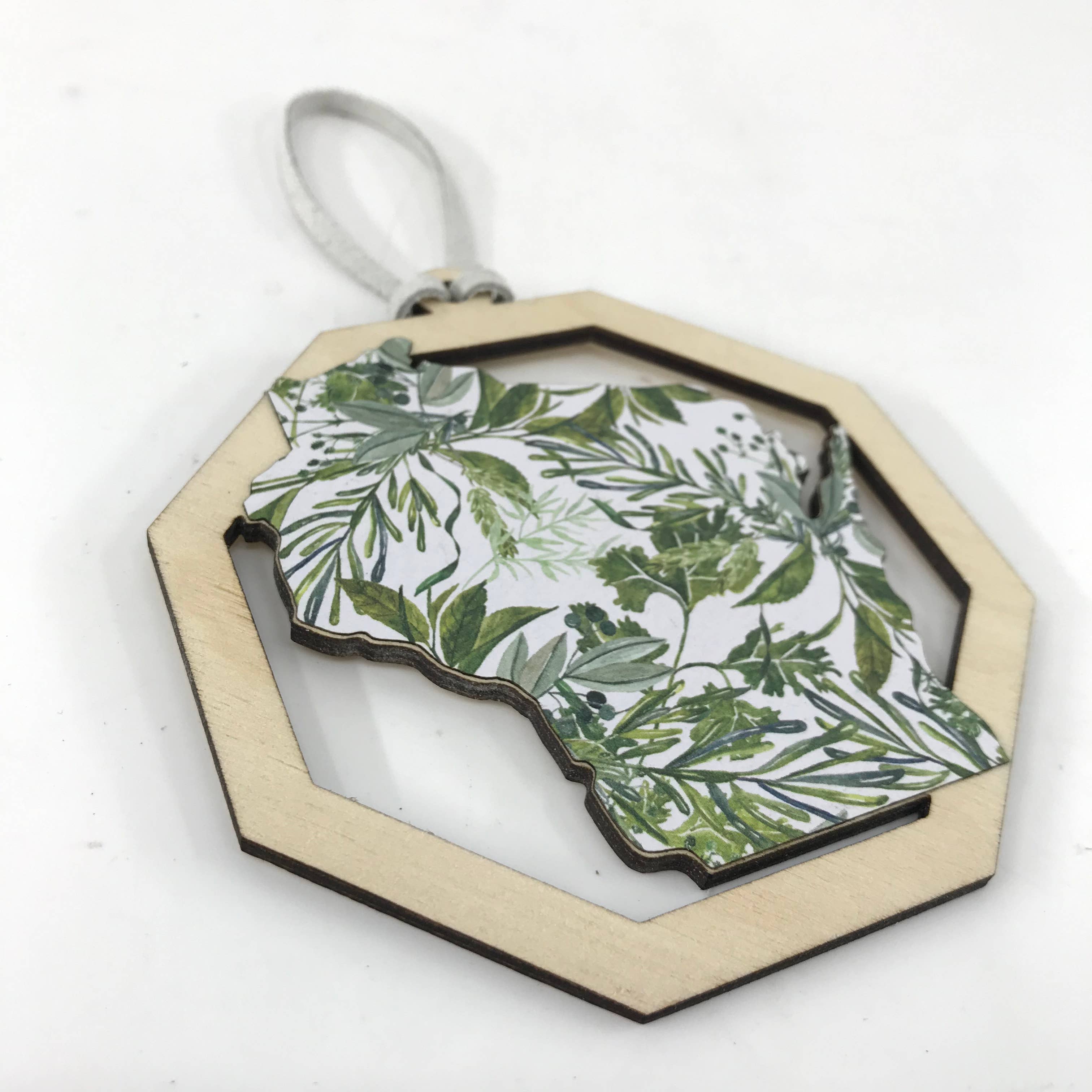 Makery Maven Co. - Wholesale Ornament - State Collection | Lasercut Wood Ornament with Paper Pattern1