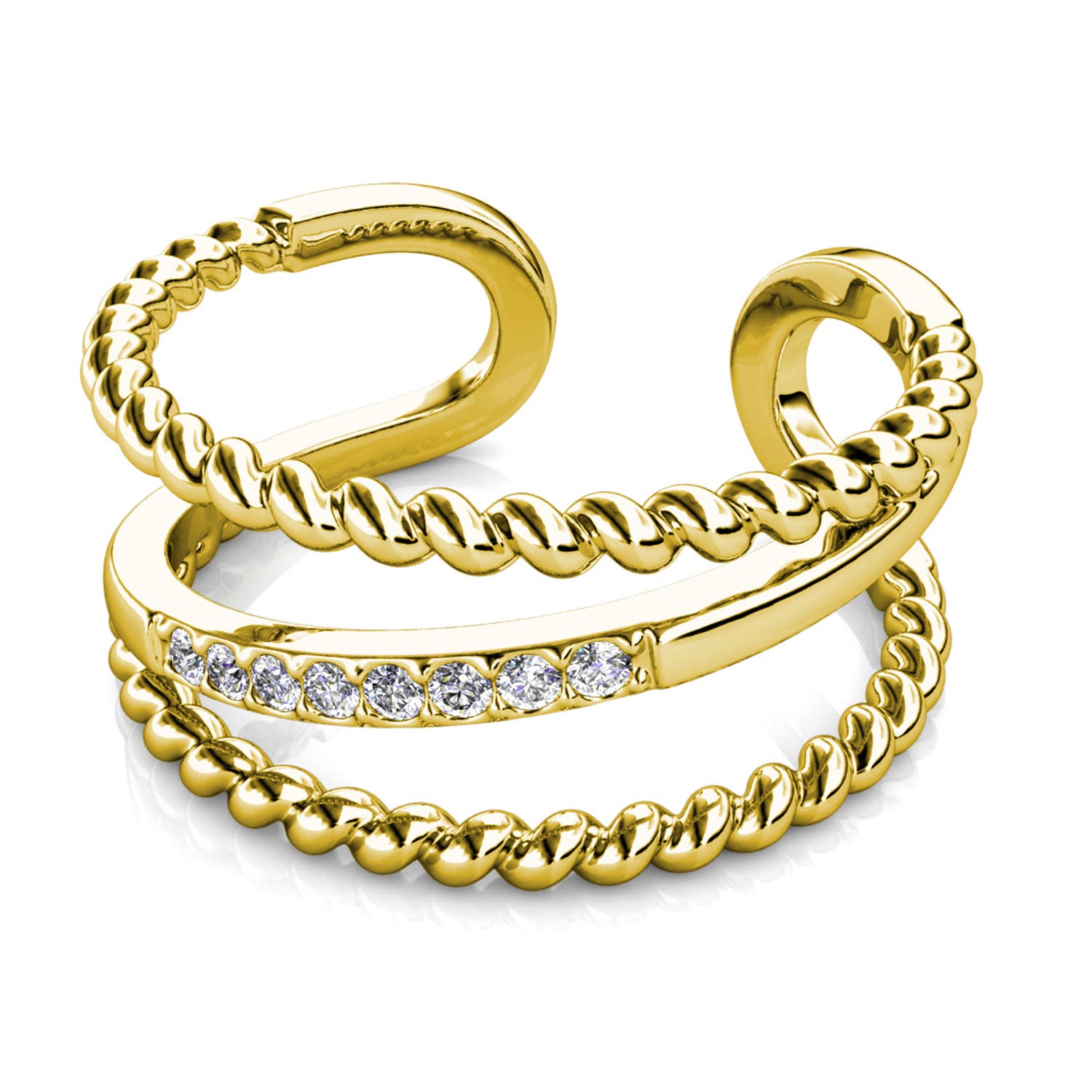 CARALI / MYC Paris - Vente Bague avec plusieurs pierres - Bague Irving - Doré Et Cristal1