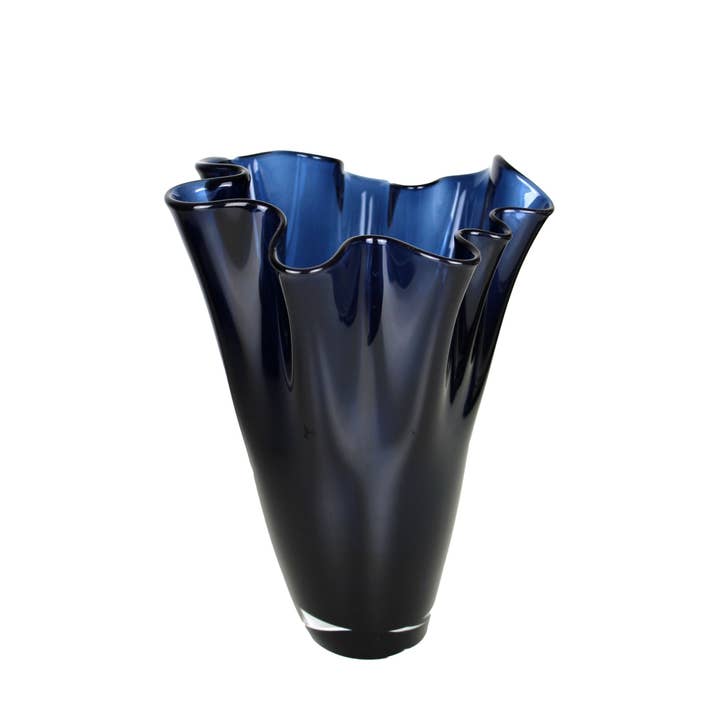 Signature Home Collection GmbH – Großhandel Vasen – Vase gewellt Glasvase dunkelblau Osterdeko Tischvase3