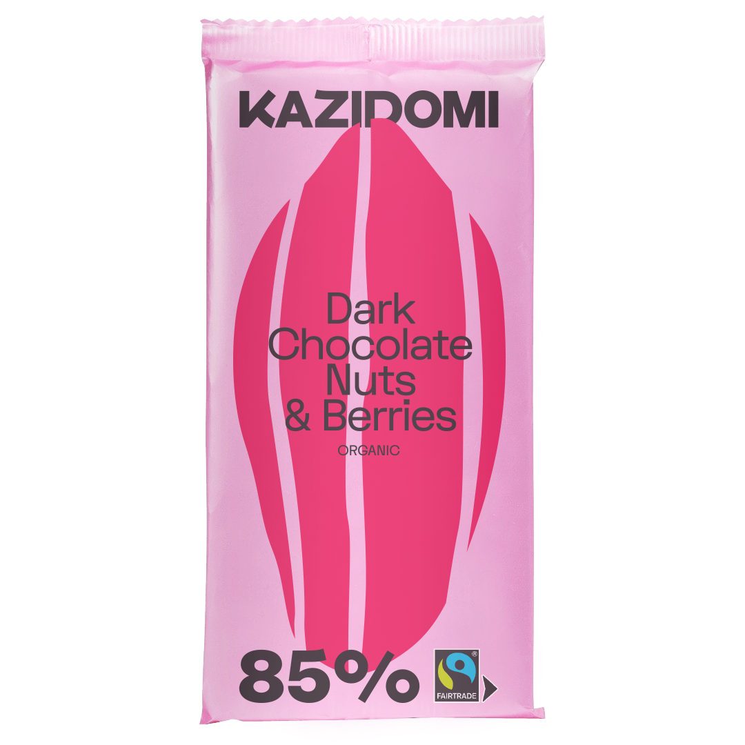 Kazidomi - Vente Barre chocolatée - Chocolat Noir 85% Noix & Baies0