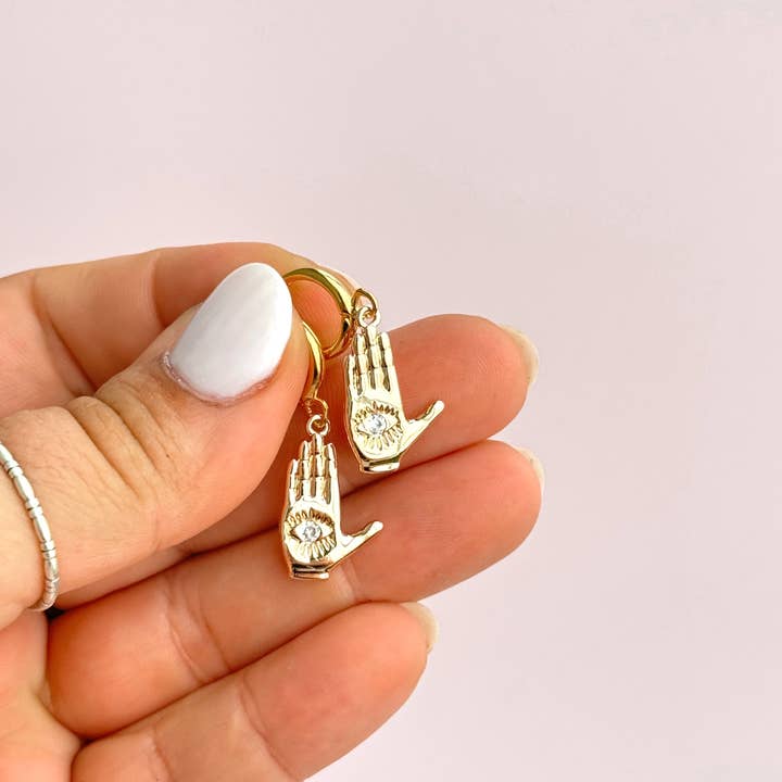 Golden Hour Designs - Wholesale Huggie Earrings - Palm Reader Huggie Earrings - Mystical, Witchy, Hypoallergenic