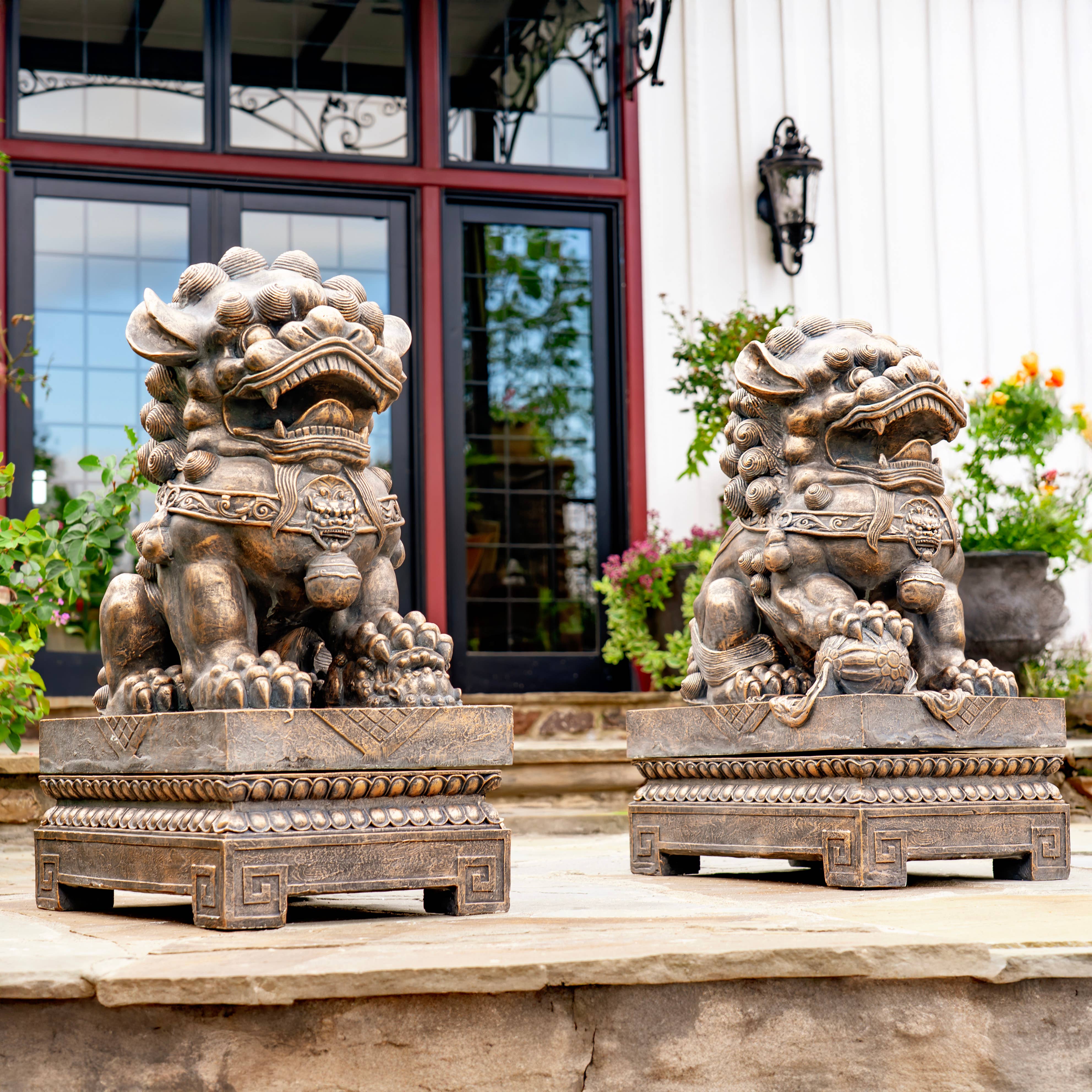 Zaer Ltd. International - Wholesale Sculpture - Magnesium Foo Dog Statues "Gan & An" 2PC/Set- Options5