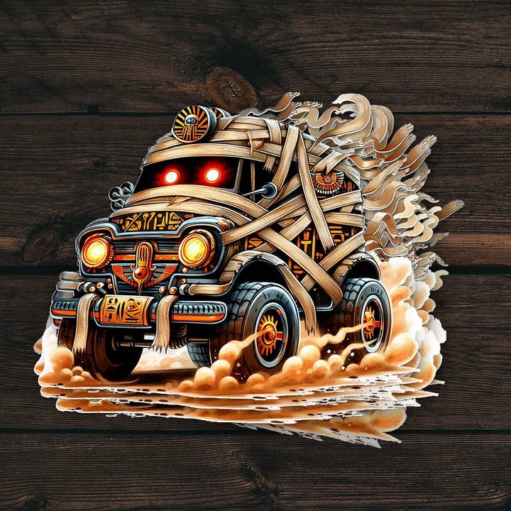 Mumien-Truck-Aufkleber | Gruseliger Halloween-Vinyl-Aufkleber | Aufkleber für den Großhandel von PiggyPrintStickers