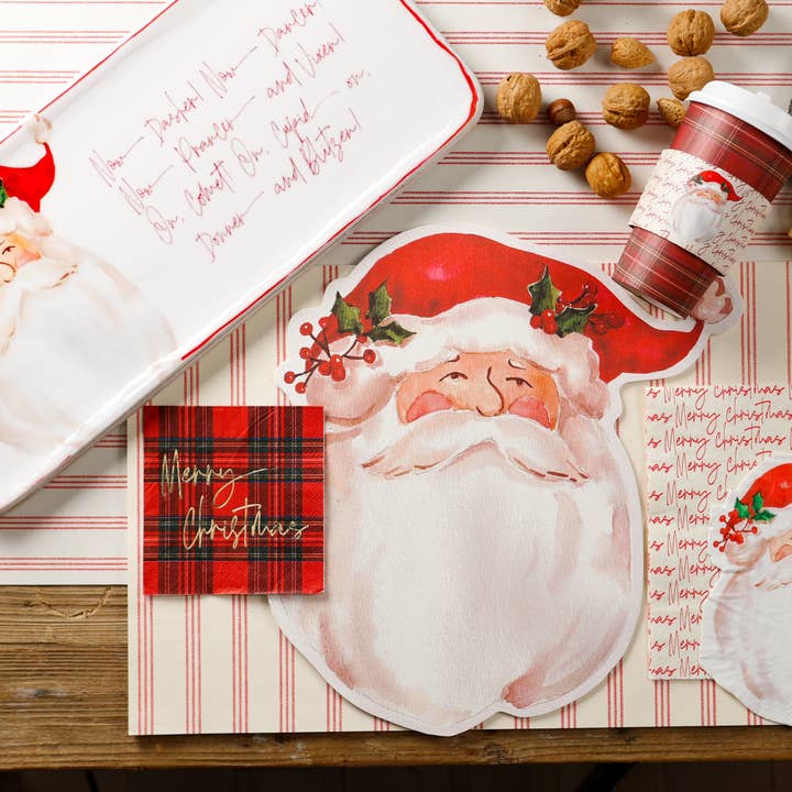 $7.00 min 12 FOLK ART SANTA DIECUT PLACEMAT for wholesale by LUX FRAGRANCES