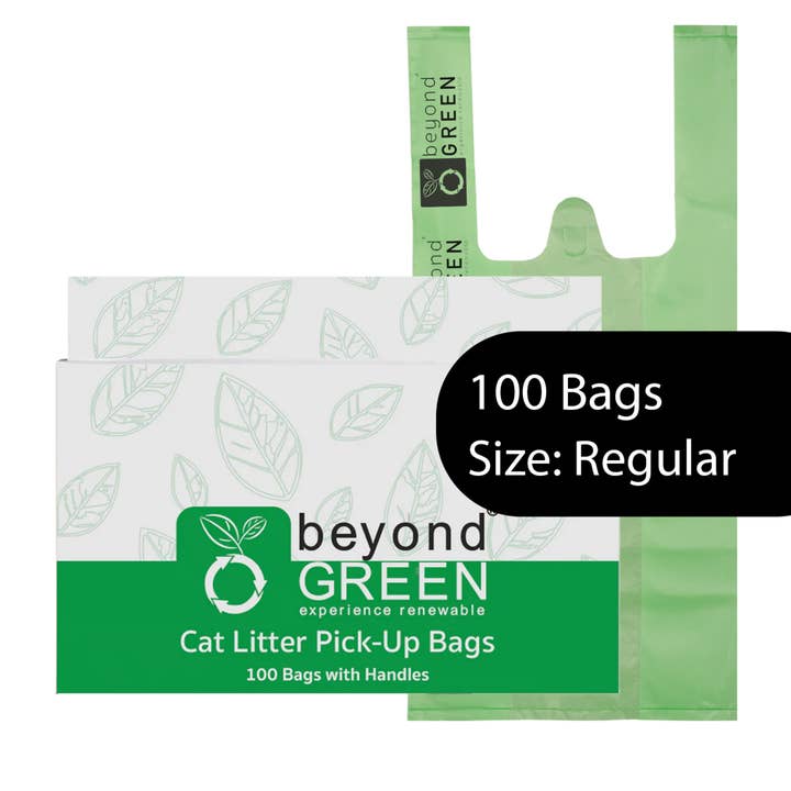 beyondGREEN Cat Litter Bags - Regular - 100 Bags with Handle for wholesale by beyondGREEN biotech, Inc.
