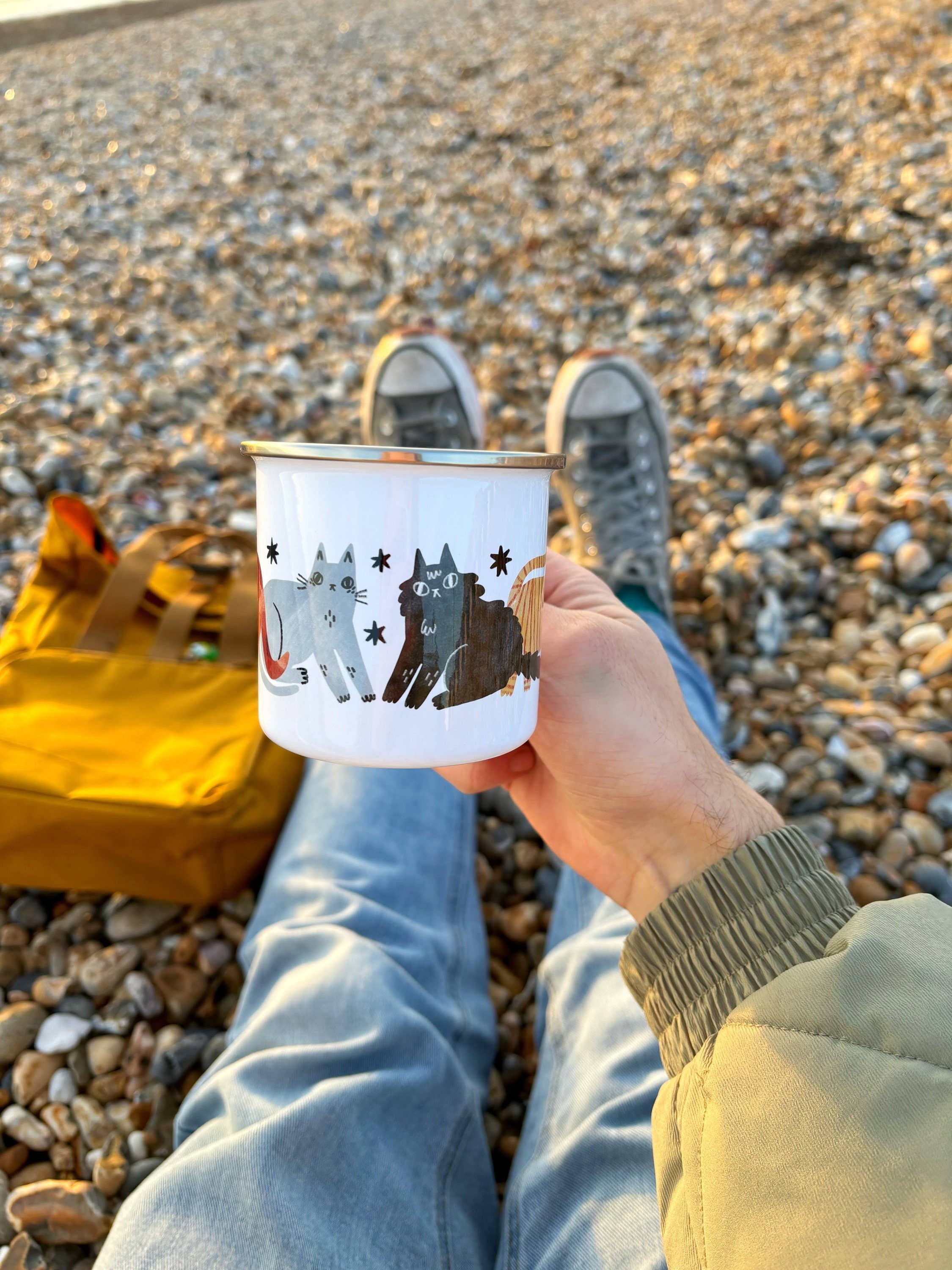 I LIKE CATS - Wholesale Coffee Mug - Illustrated Cat Enamel Camping Mug2