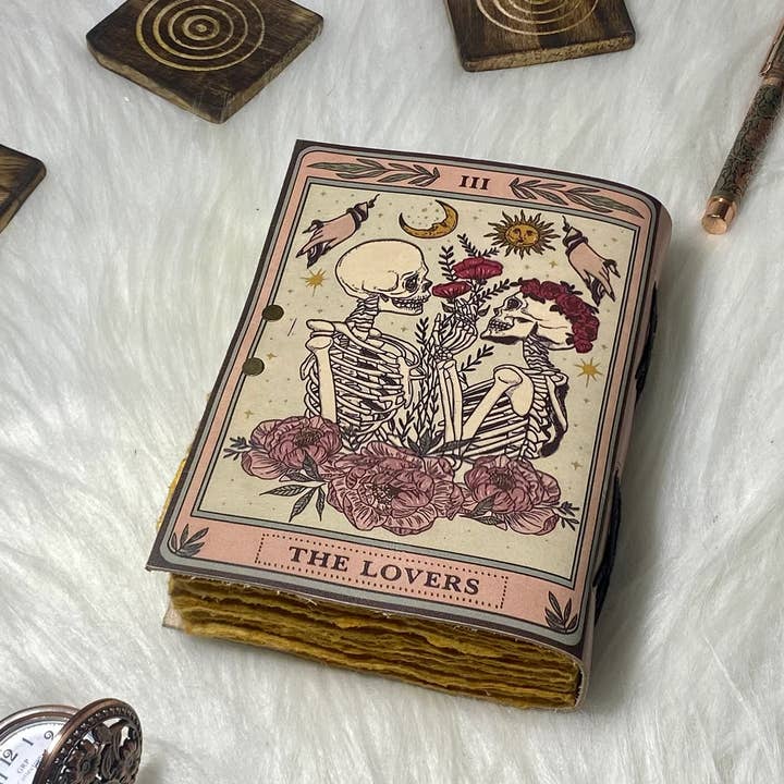 R K Handicrafts and Exporters - Wholesale Journal/Diary - Leather Journal Vintage Notebook with The Lover Print Â