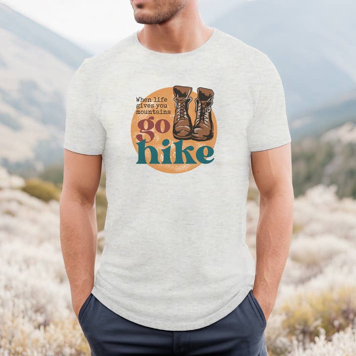 Go Hike Mountains Outdoor Hiking Nature Adventure Tee Adults for wholesale by Barefoot Baby