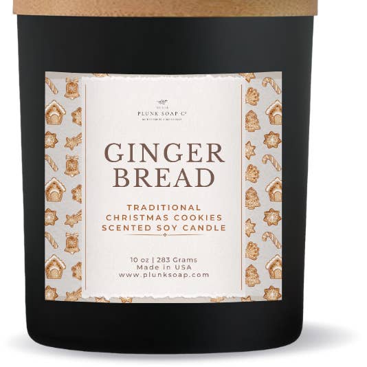 Plunk Soap and Candle Company - Wholesale Jar/Filled Candle - Ginger Bread Cookie Scented Black Jar Soy Candle 10 oz 2