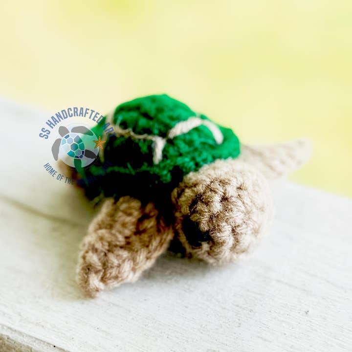 SS handcrafted Art - Wholesale Stuffed/Plush Toy - Kids & Baby - Hand Knitted Brown Green Sea Turtle 3"2