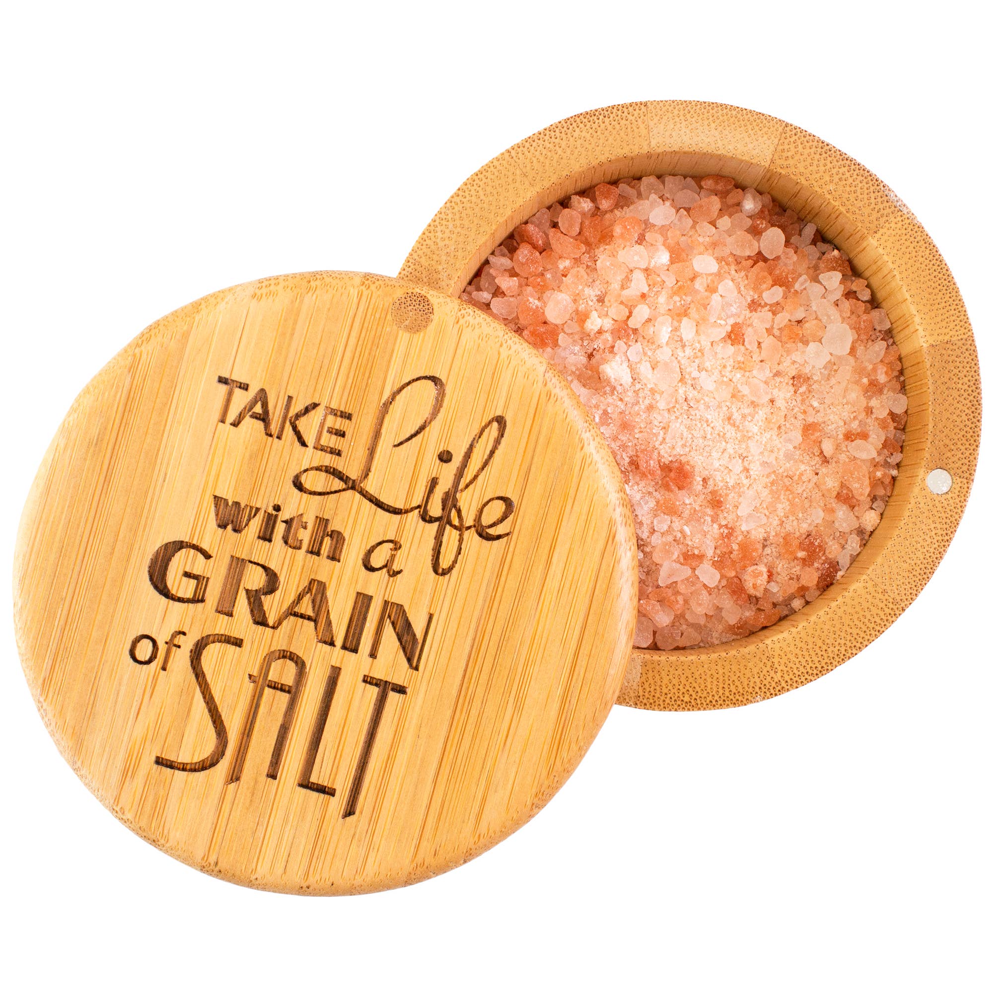 Totally Bamboo - Wholesale Salt Mill - "Take Life with a Grain Of Salt" Engraved Salt Cellar0