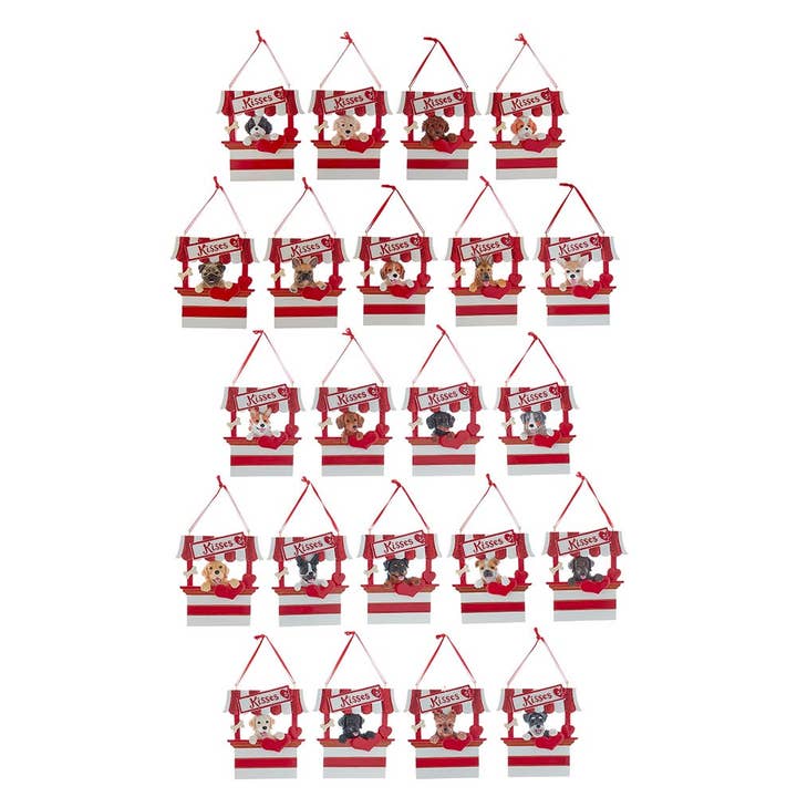 Dog “Kisses" Kissing Booth Orns For Personalization 22/A for wholesale by Kurt S. Adler, Inc.