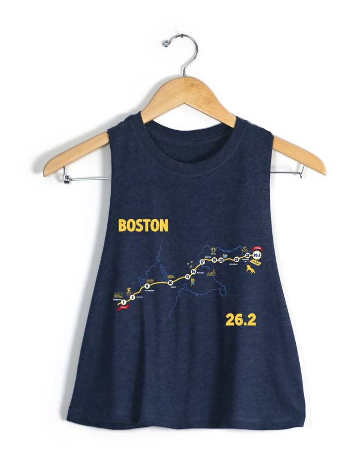 Boston Map Racerback Crop Top for wholesale by Sarah Marie Running Co