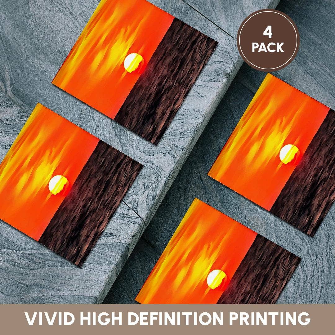 3dRose - Vente Sous-verre - 3dRose, Coucher de soleil artistique orange égéen Akyaka, Dessous de verre5