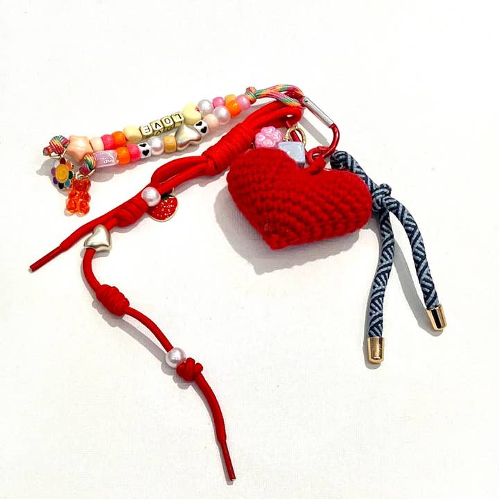 SHEERA - Wholesale Keychain – Women's - Heart crochet keychain red1
