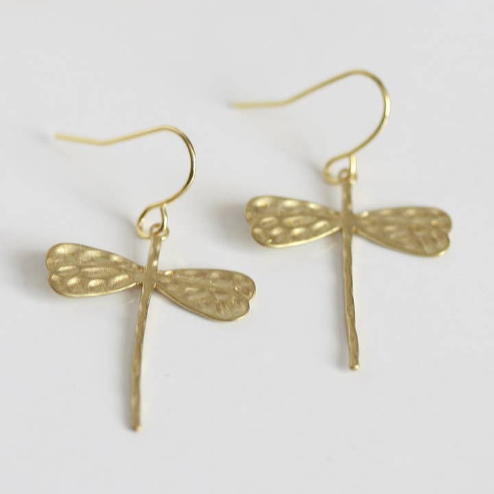 Fijne koperen oorbellen met libellen | Spirituality voor wholesale door Kaiko Studio