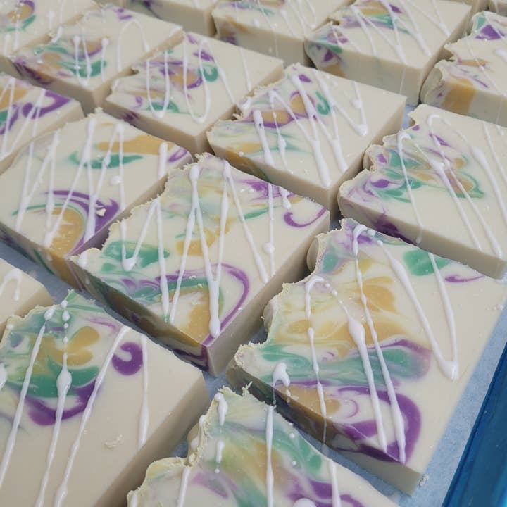 NOLA Soap Works - Wholesale Bar Soap - King Cake Artisan Soap - Honey Almond Spice1