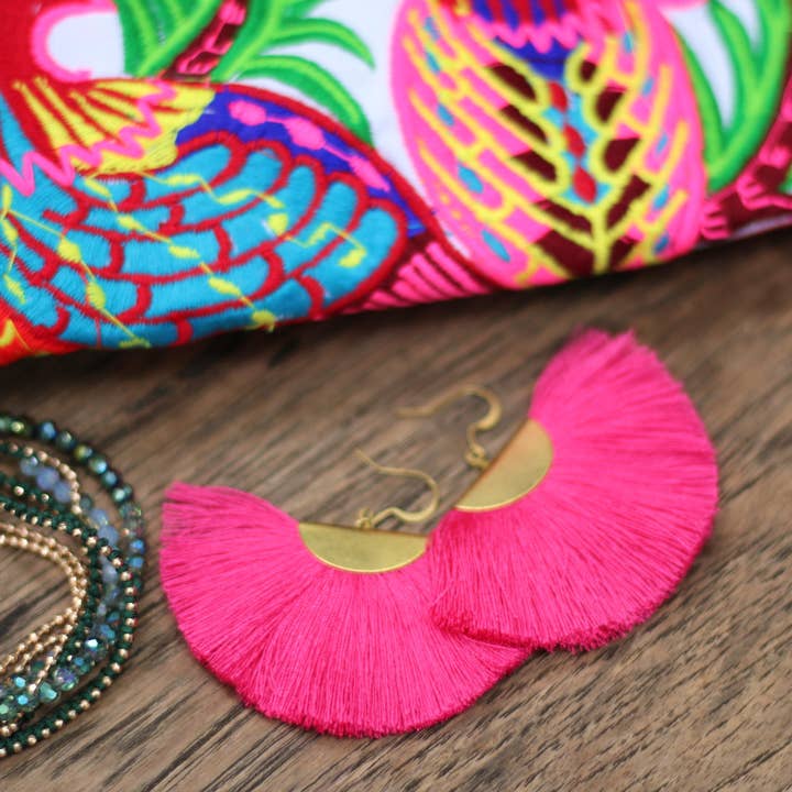 Cleo Fan Boho Colorful Brass Earrings - Thailand for wholesale by Lumily