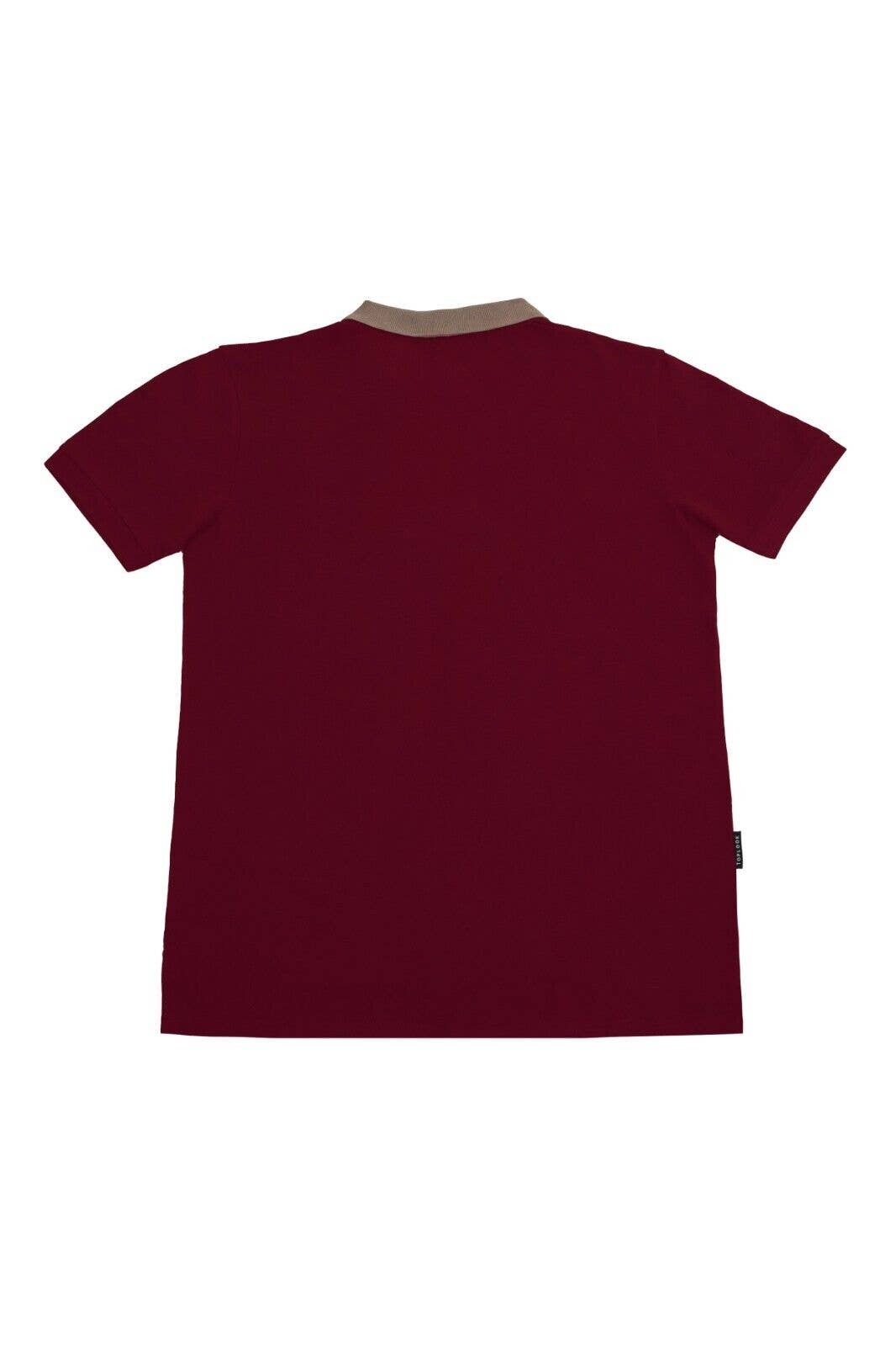 Mens Polo Shirt Short Sleeve Pique Top - Wine/Brushed Nickel for wholesale on Faire1