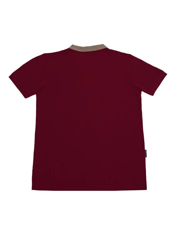 Mens Polo Shirt Short Sleeve Pique Top - Wine/Brushed Nickel for wholesale on Faire1