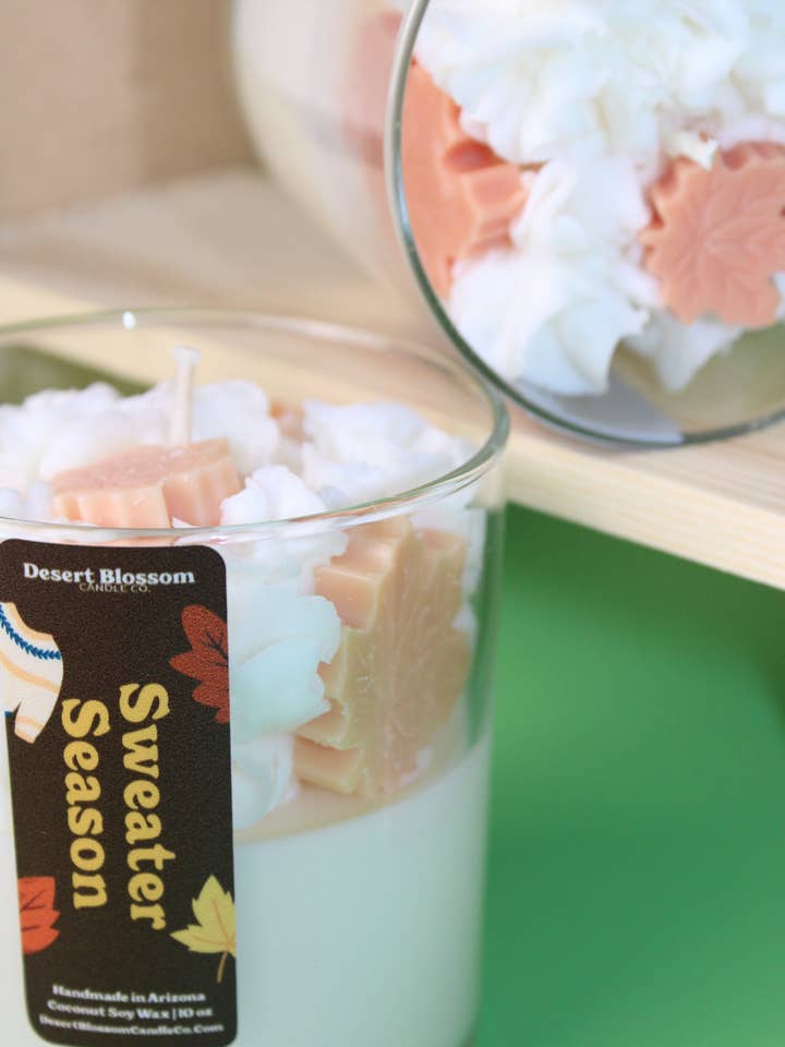 Sweater Season Candle for wholesale by Desert Blossom Candle Company