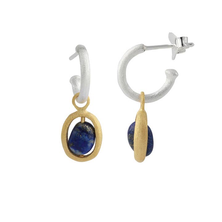 Campur GmbH - Wholesale Dangle Earrings - Silver earrings with lapis, 18ct gold-plated0
