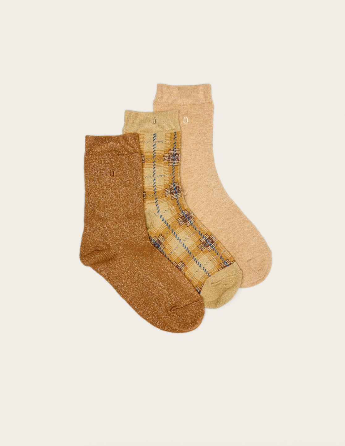 ODAJE - Wholesale Socks - Women's - 3-Pack Socks - Tartan Fantasy and Gold Glitter1