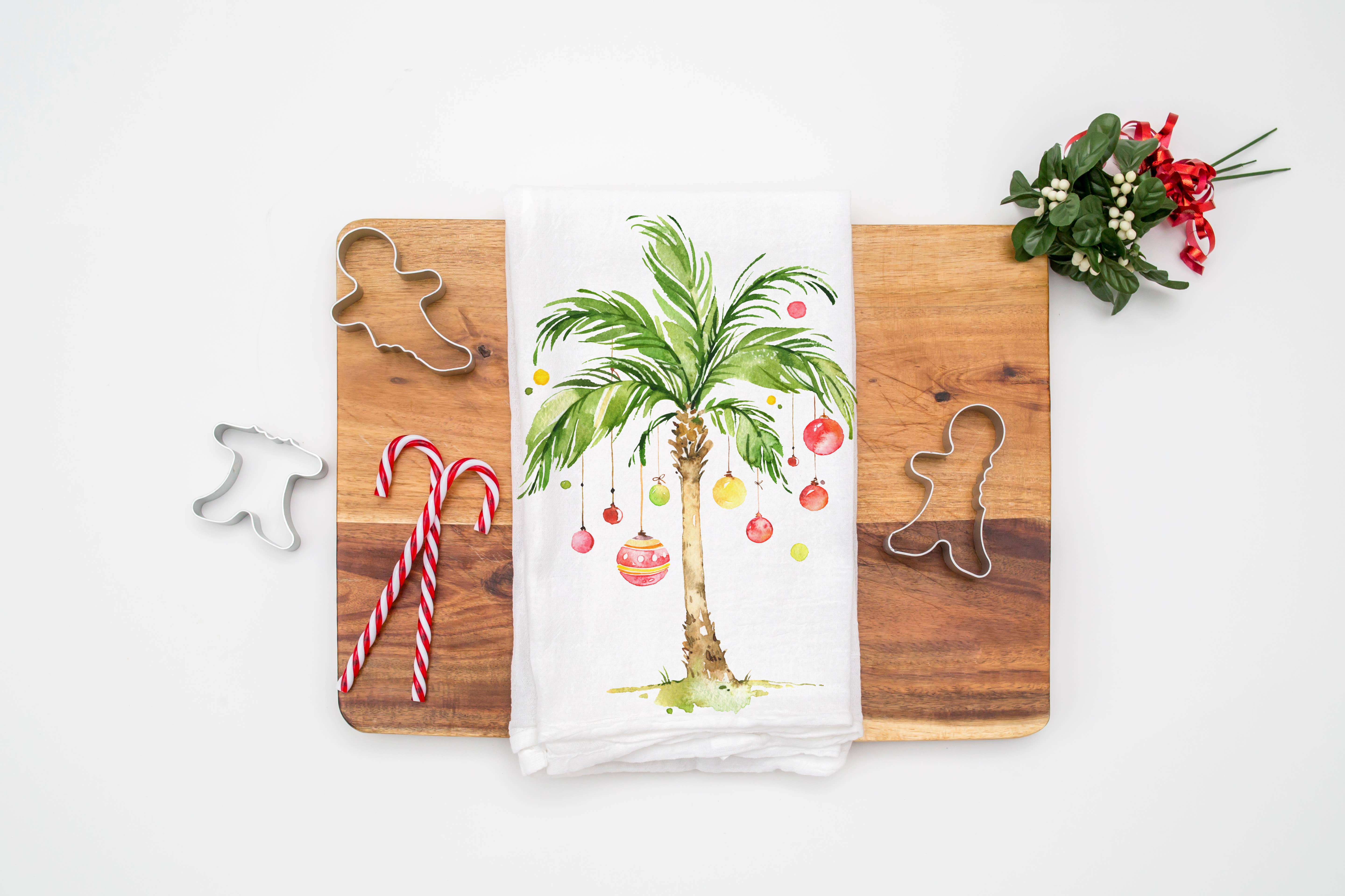 Love You a Latte Shop – Engroshandel Viskestykke – Julepalme med ornamenter Køkkenhåndklæde